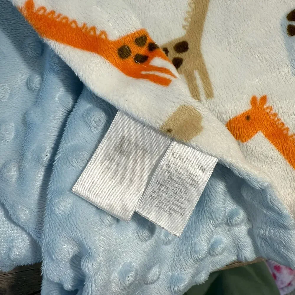 HB Hudson Baby Giraffe Baby Security Blanket Blue orange 30x40 Lovey